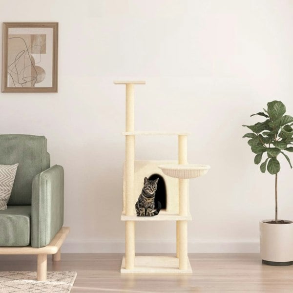 Berkfield Cat Tree with Sisal Scratching Posts Cream 132 cm