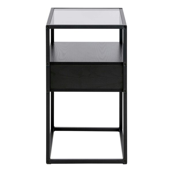 Wyld Haus Wrenna Black Bedside Table Glass Top