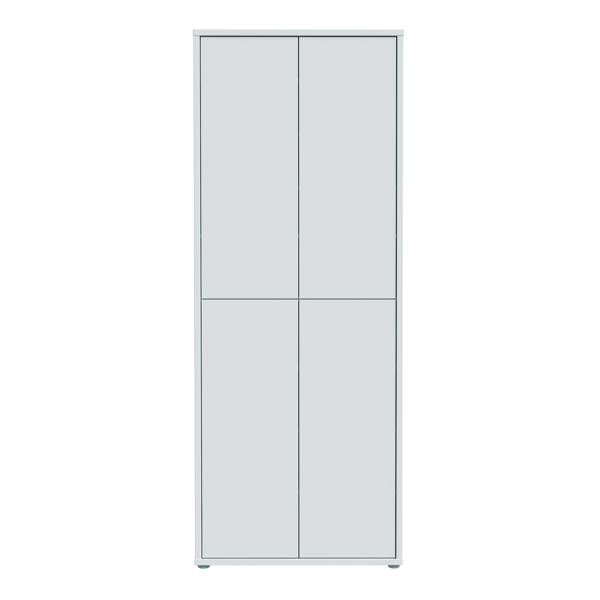 Furniture To Go Alice Springs Tall Shoe Cabinet with 4 Doors Push-to-Open in Light Grey