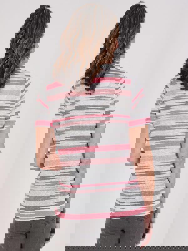 TIGI Stripe And Diamante V Neck Top