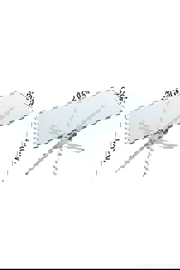 Living and Home 120 cm W x 60 cm D Rectangle Clear Tempered Glass Top Coffee Table with Chrome Legs