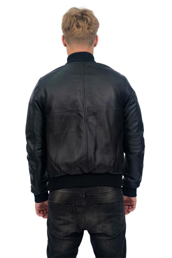 Infinity Leather Mens Retro Varsity Leather Bomber Jacket-Pretoria