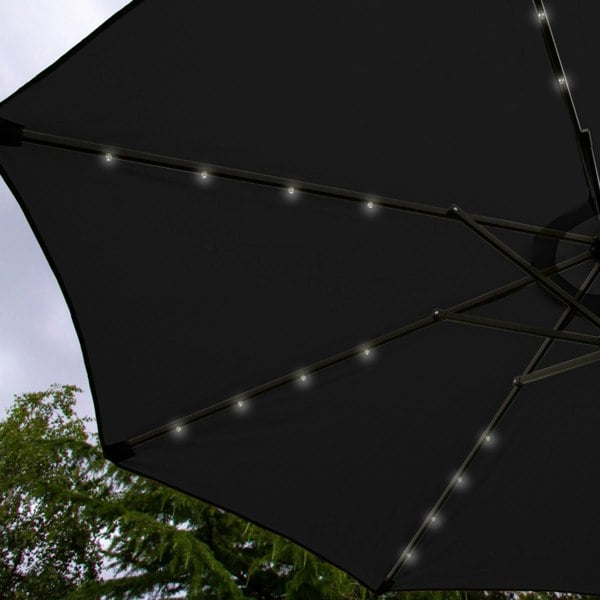 Monstershop Black 2.7m LED Tilt Parasol