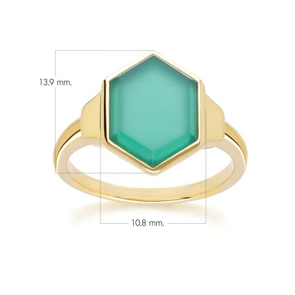 Gemondo Grand Deco Hexagon Chalcedony Ring in Gold Vermeil