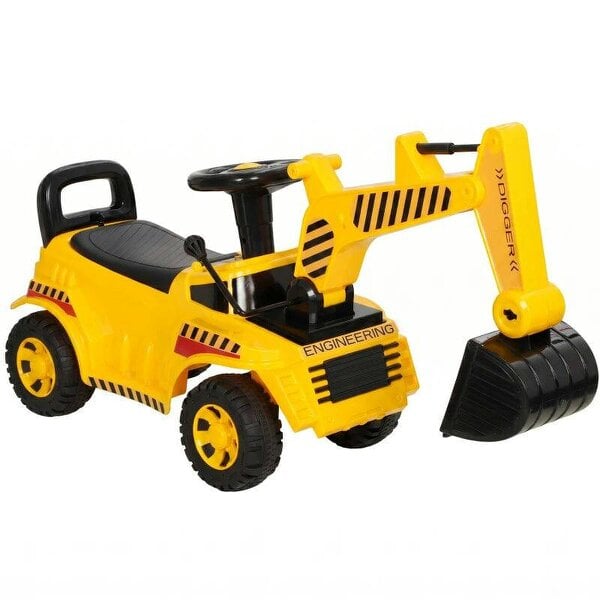 Kids Ride on Digger, Toddler Construction Toy Car with Security Helmet, Horn, Detachable Digging Arm