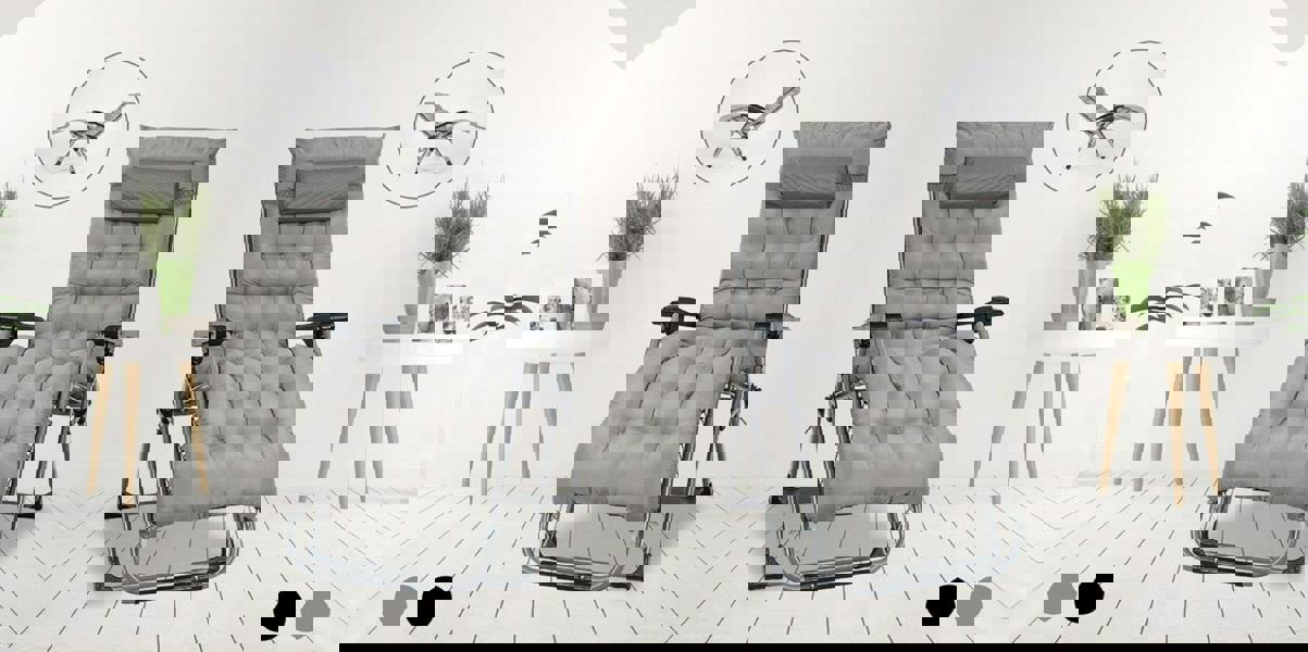 Smart Living Zero Gravity Chair with Cushion & Pillow - Pair - Grey