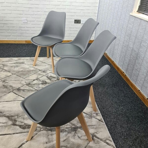 Kosy Koala Dining Chairs Set of 4 Grey Leather Kitchen Table