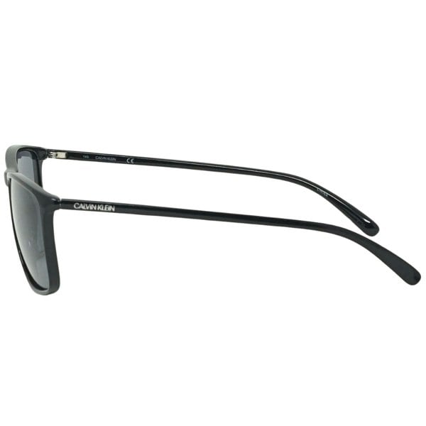 Calvin Klein Solid Smoke Lens Shiny Black Sunglasses