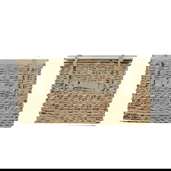 Antique Wash Empty Picnic Basket with Pinewood Lid