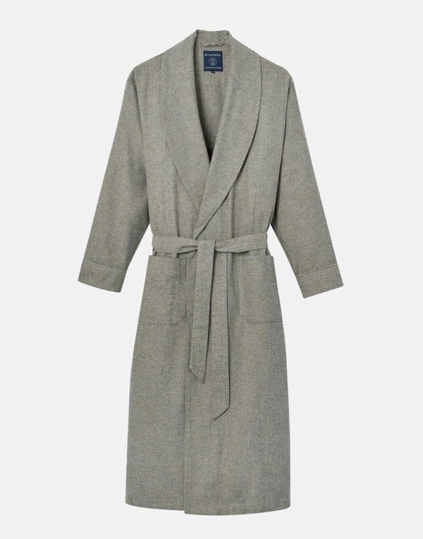 British Boxers Men's Brushed Cotton Dressing Gown – Whitby Jet Herringbone