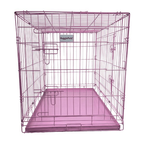 HugglePets Pink Dog Cage with Metal Tray