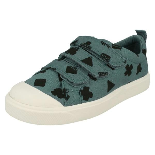 Clarks Childrens Boys Girls Clarks Hook And Loop Canvas Shoes - City Flare Lo K