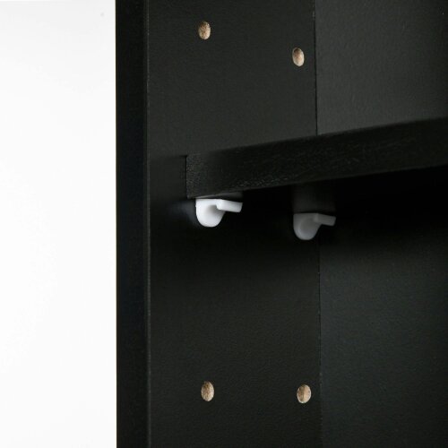 Wyld Haus Velura Wood And Glass Black 5 Tier Wall Display Cabinet With Adjustable Shelves 60 x 80 cm