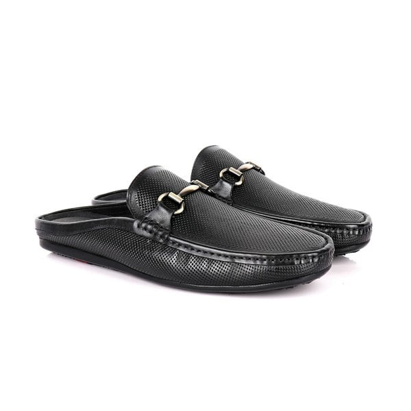 David WeJ Alfred Soft Leather Slip On Loafers with Buckle - Black