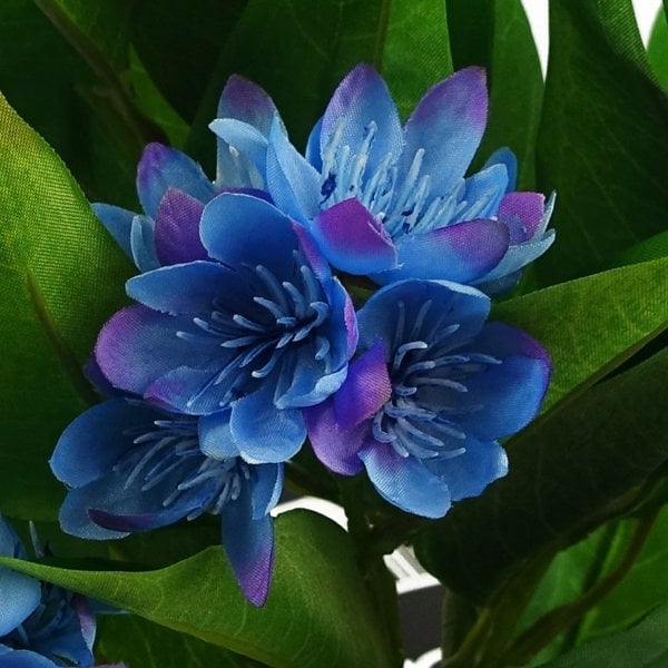 Leaf 18cm Artificial Freesia Plant Blue Flowering