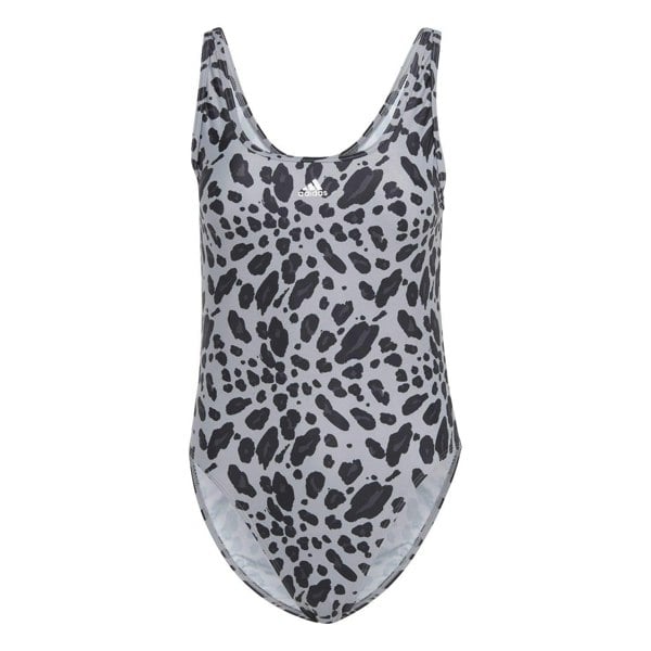 Adidas Womens/Ladies Essentials Animal Print U-Back One Piece Swimsuit - Black/Grey