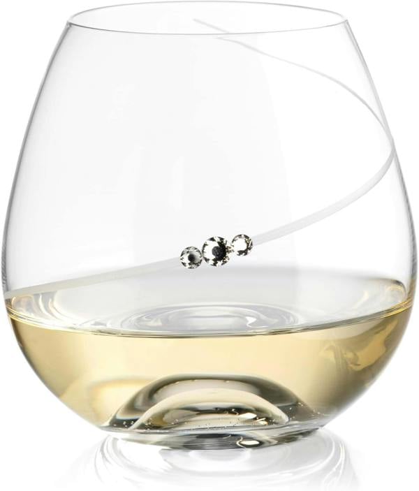 Silhouette Stemless Wine Glasses Adorned with Swarovski Crystals - Set of 2