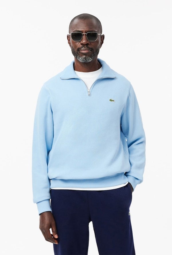 Lacoste Men's Zip-Up High Neck Interlock Sweatshirt - Blue