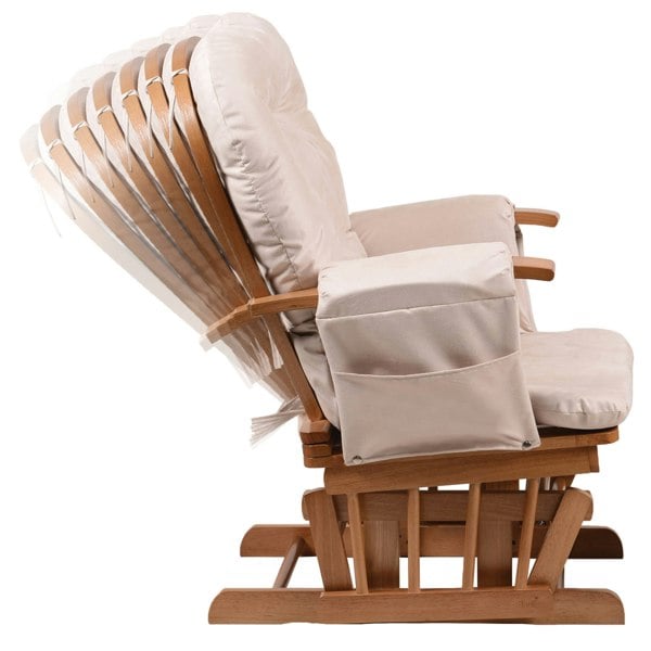 Haywood Natural Wood and beige cushions glider nursing chair - back positions