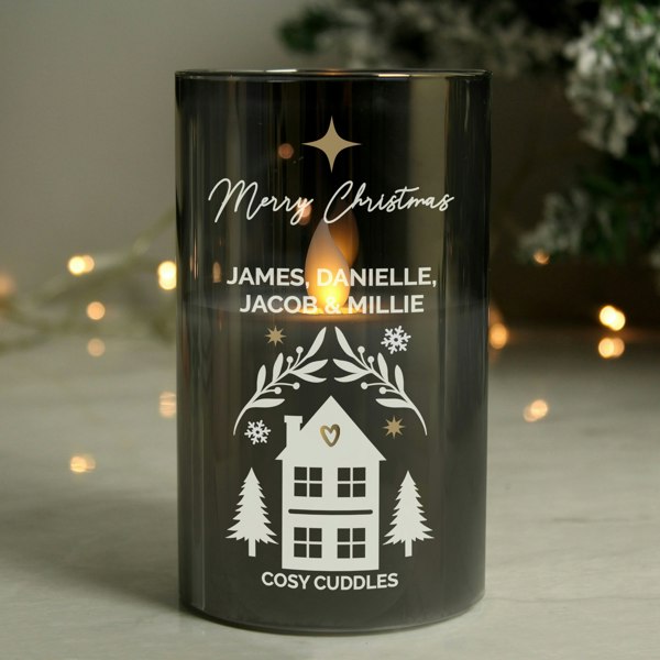 Personalised Memento Company Personalised Christmas Smoked Glass LED Candle