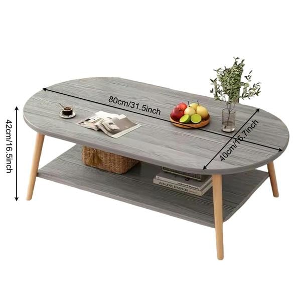 Havendro Grey Modern Double-Layer Coffee Table Space-Saving Living Room Side Table Easy to Assemble