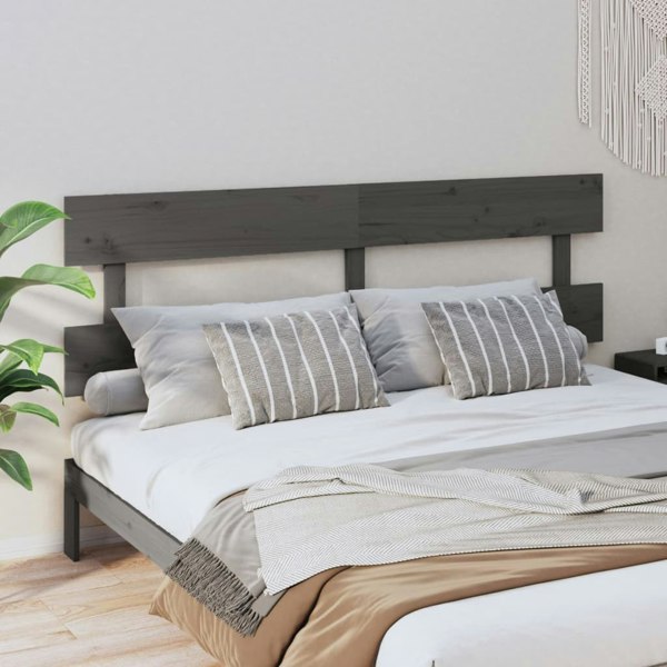 Berkfield Bed Headboard Grey 204x3x81 cm Solid Wood Pine