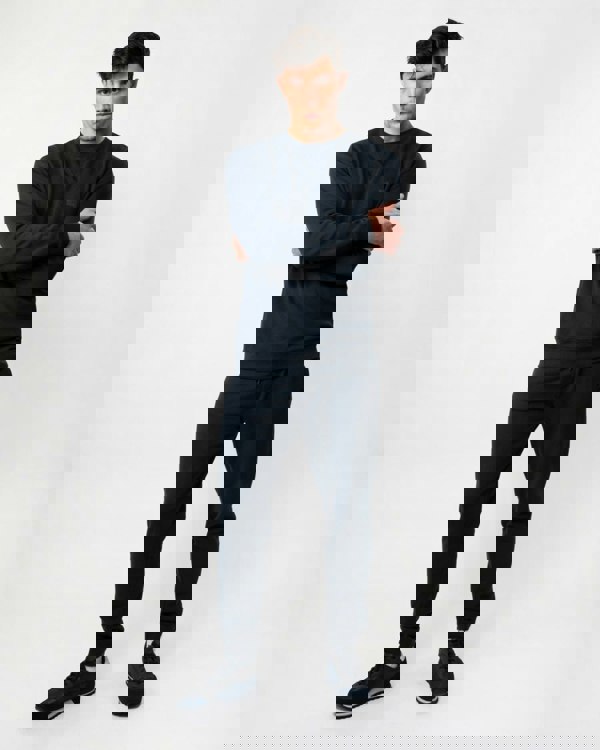 BOSS Orange Sestart Mens Cotton-Terry Tracksuit Bottoms With Logo Patch NOS - Dark Blue 404 - CHO - Designer Mens Joggers