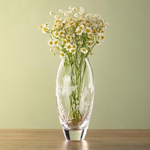 Diamante 'Butterfly' Etched Bud Vase - 18cm