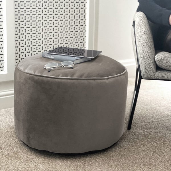 rucomfy Velvet Pouffe - Indoor Bean Bag Footstool