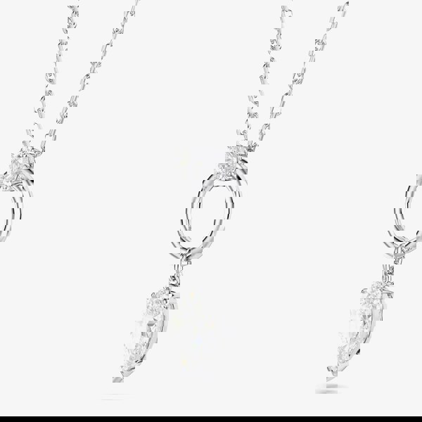 Swarovski Mesmera Rhodium Plated Pear Cut Zirconia Halo Pendant Necklace 5723146