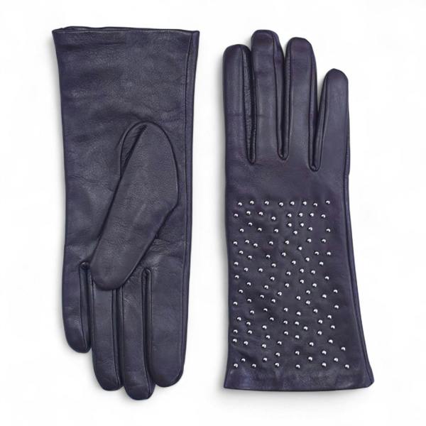 Infinity Leather Womens Italian Leather Winter Studded Design Soft Wool Lining Gloves - L-GLV-601