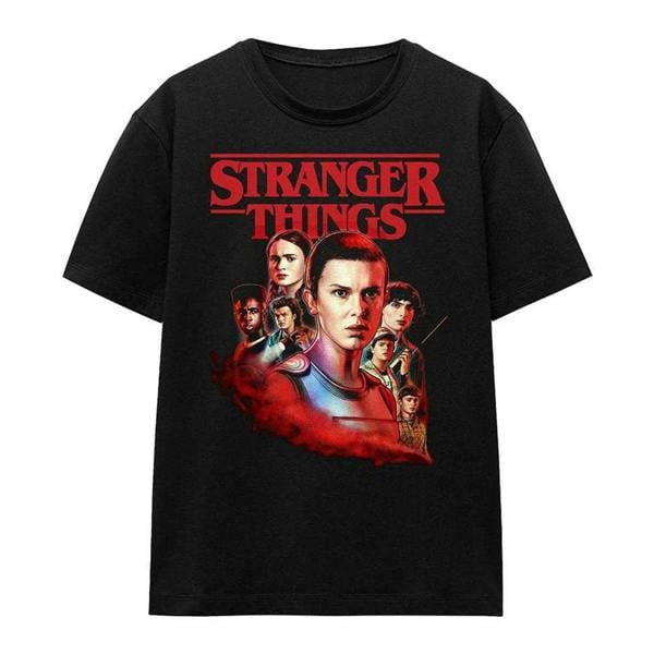 Stranger Things Womens/Ladies Hawkins Heroes Poster T-Shirt - Black - 