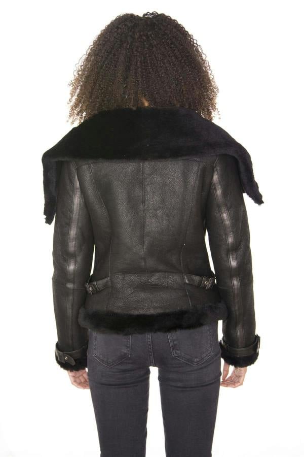 Infinity Leather Womens Merino Sheepskin Aviator Leather Jacket-Petworth
