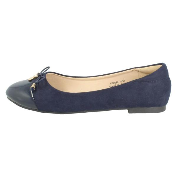 Spot On Ladies Spot On Bow Detailed Flat Ballerina Casual Shoes F80598