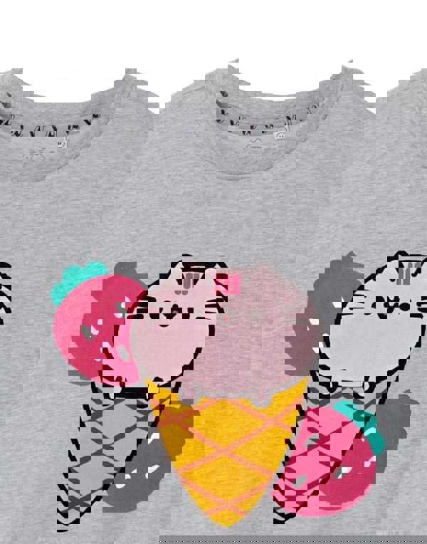 Pusheen Womens Grey Ice Cream Short Sleeved T-Shirt