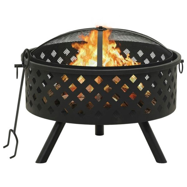 Berkfield Fire Pit with Poker 68 cm XXL Steel