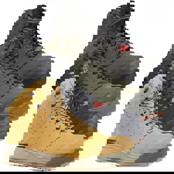 Hard Yakka 3056 Mens Side Zip Safety Composite Toe Ankle Boots, with three pairs in yellow, black, and green, featuring side zips, safety toes, padded collars, and rugged soles.