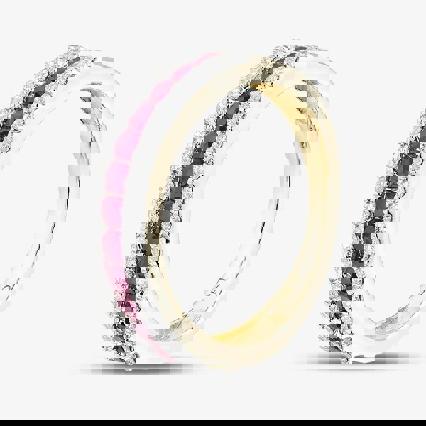 T. H. Baker 9ct Yellow Gold Ruby & Lab Grown Diamond Three Row Half Eternity Ring LGR44409-RD