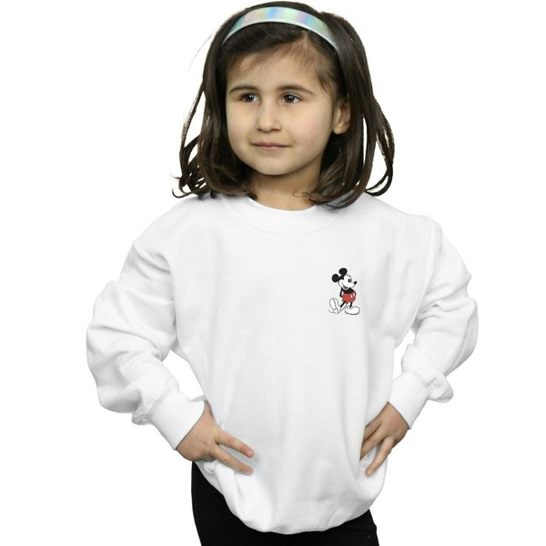 Disney Girls Mickey Mouse Kickin Retro Chest Sweatshirt - White