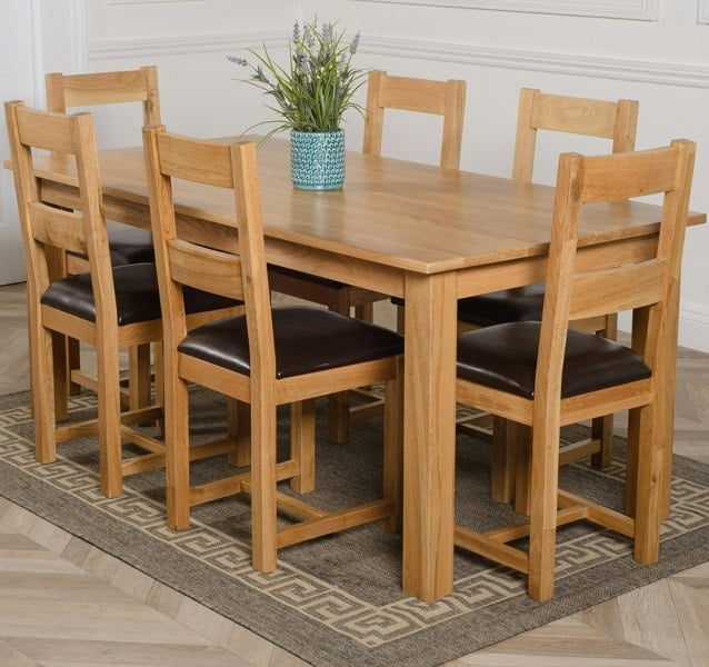 That's Furniture Oslo 180 x 90cm Large Oak Dining Set with Lincoln Oak Chairs