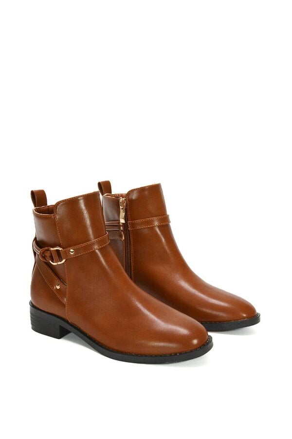XY LONDON Ankle Boots Buckle Strap Low Heel Chelsea