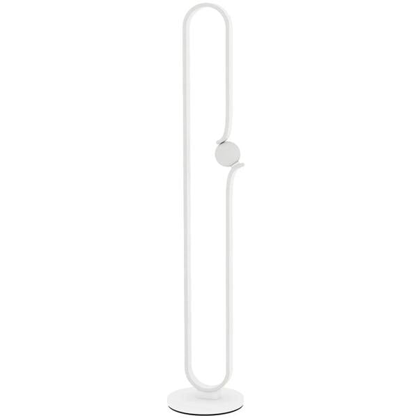 White LED floor lamp with tall cylindrical frame and round top control knob