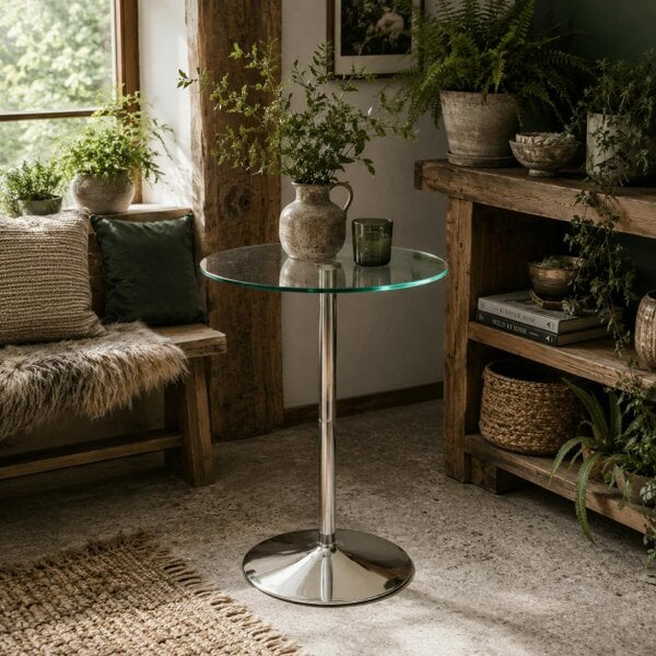 Wyld Haus Lorapa Metal And Glass Clear High Top Bistro Table For 2 With Steel Base