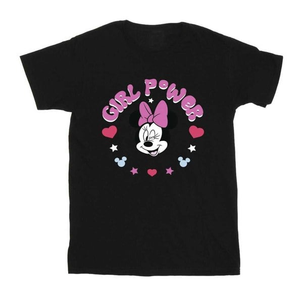 Disney Girls Minnie Mouse Girl Power Cotton T-Shirt - Black