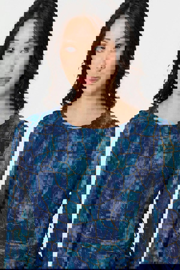 Navy | Printed Semi Sheer Tie Waist Maxi Dress
