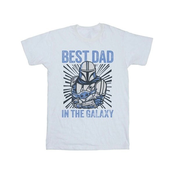 Star Wars Mens Mandalorian Best Dad Galaxy T-Shirt - White