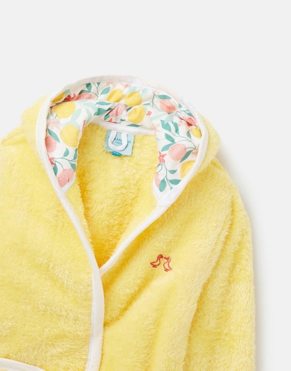 Luca and Rosa Lemon Grove Yellow Girls Fleece Dressing Gown