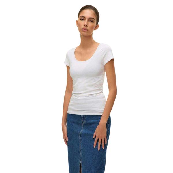 Vero Moda Womens/Ladies Plain Scoop Neck Regular T-Shirt - Bright White - 