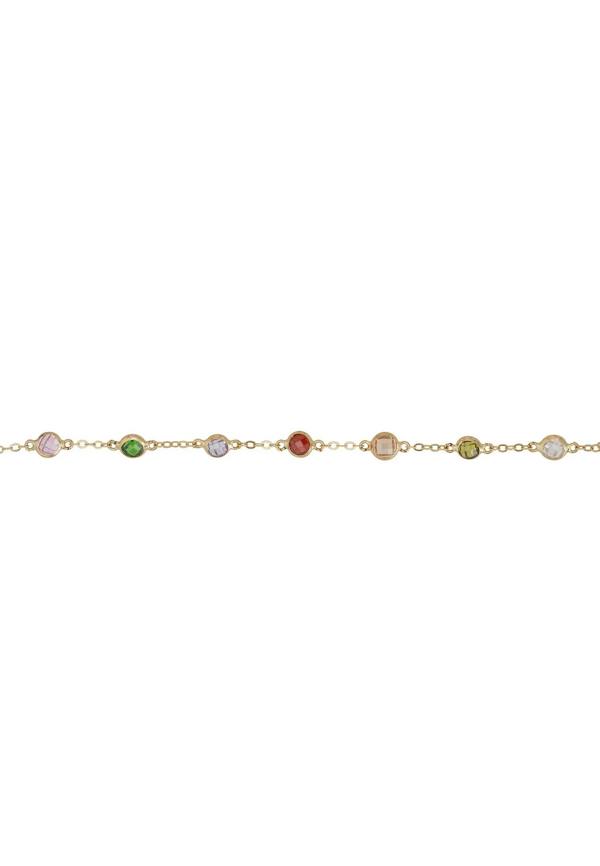 Latelita Solid 14K Gold Rainbow Multi Gemstone Bracelet