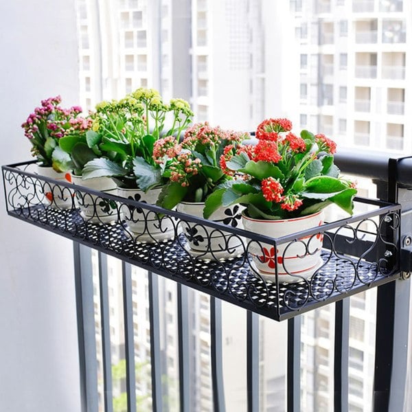 Living and Home 60CM Hanging Railing Planter Flower Pot Holder with 2 Hooks